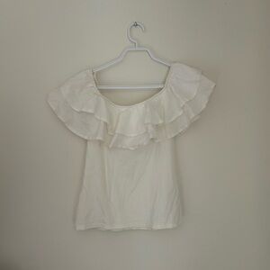 H&M White Ruffled Sleeveless Blouse